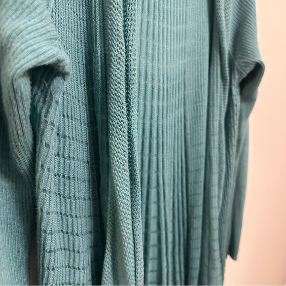 Nic + Zoe Longline Open Duster Cardigan Knit Size Medium aqua - Picture 7 of 12